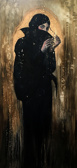 Alchemist Geisha, original 2016 portrait oil painting on canvas by Laura L. Krusemark