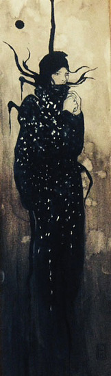 Tokyo 1, original 2016 figurative watercolor painting on paper by Laura L. Krusemark