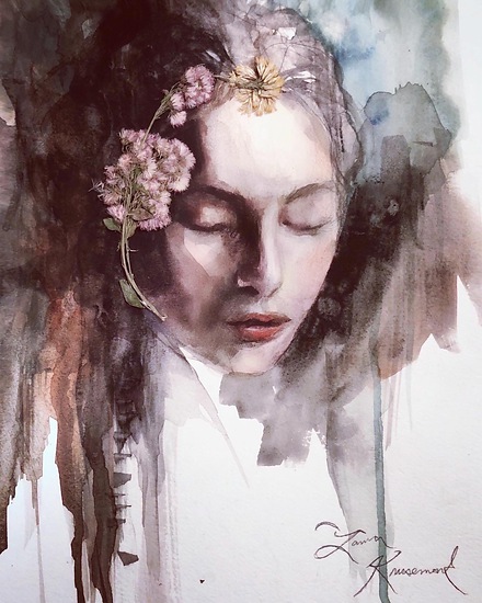 Anastasia, original 2017 portrait watercolor painting on paper by Laura L. Krusemark