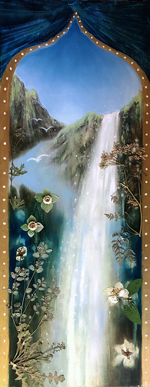 Anahita's Abundance, original 2021 landscape oil painting on wood panel by Laura L. Krusemark