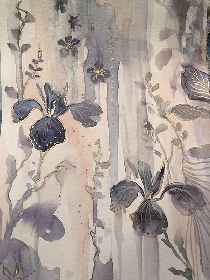 Iris, original 2021 floral watercolor painting on paper by Laura L. Krusemark