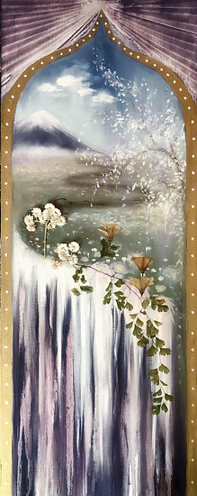 Persphone's World, original 2021 floral oil painting on wood panel by Laura L. Krusemark