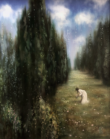 Meadow of Stars, original 2022 landscape oil painting on canvas by Laura L. Krusemark