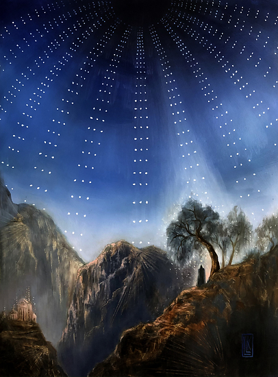 Vision Quest, original 2022 landscape oil painting on wood panel by Laura L. Krusemark