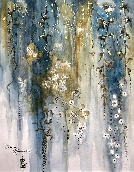 Blossoming Abundance, original 2022 floral watercolor painting on paper by Laura L. Krusemark