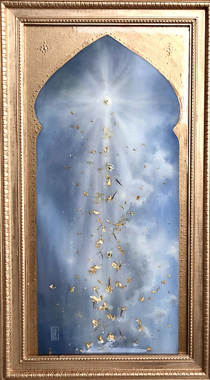 The Golden Age, original 2022 landscape oil painting on wood panel by Laura L. Krusemark