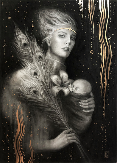 JUNO, original 2023 portrait painting by Laura L. Krusemark