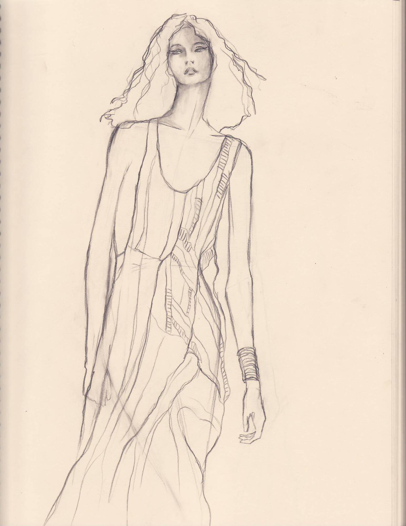 From the Sea, original 2007 figurative pencil painting on paper by Laura L. Krusemark