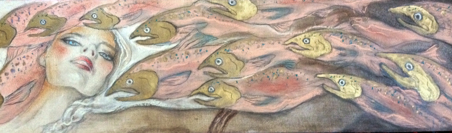 The Wise Ancestors, original 2015 figurative watercolor painting on paper by Laura L. Krusemark