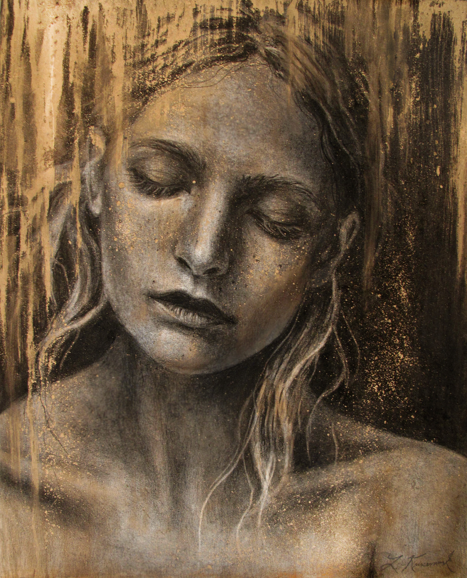 Forgiveness, original 2016 portrait watercolor painting on paper by Laura L. Krusemark