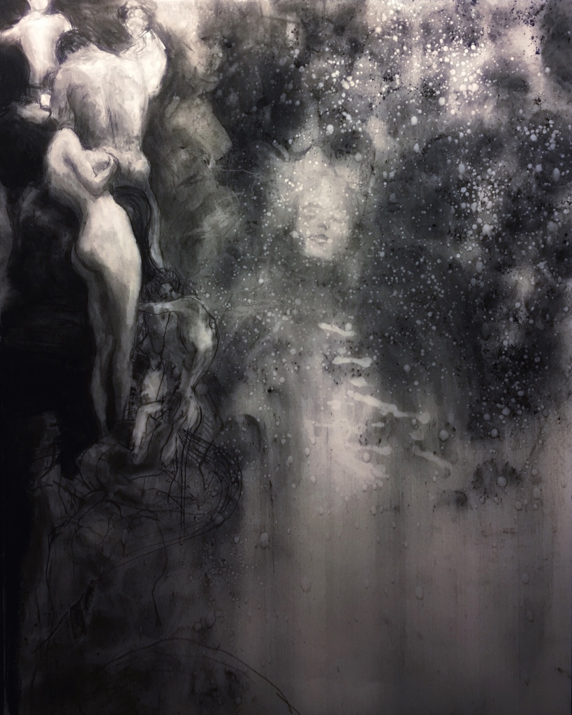 Interpretation of Philosophy Study, original 2017 charcoal painting on paper by Laura L. Krusemark