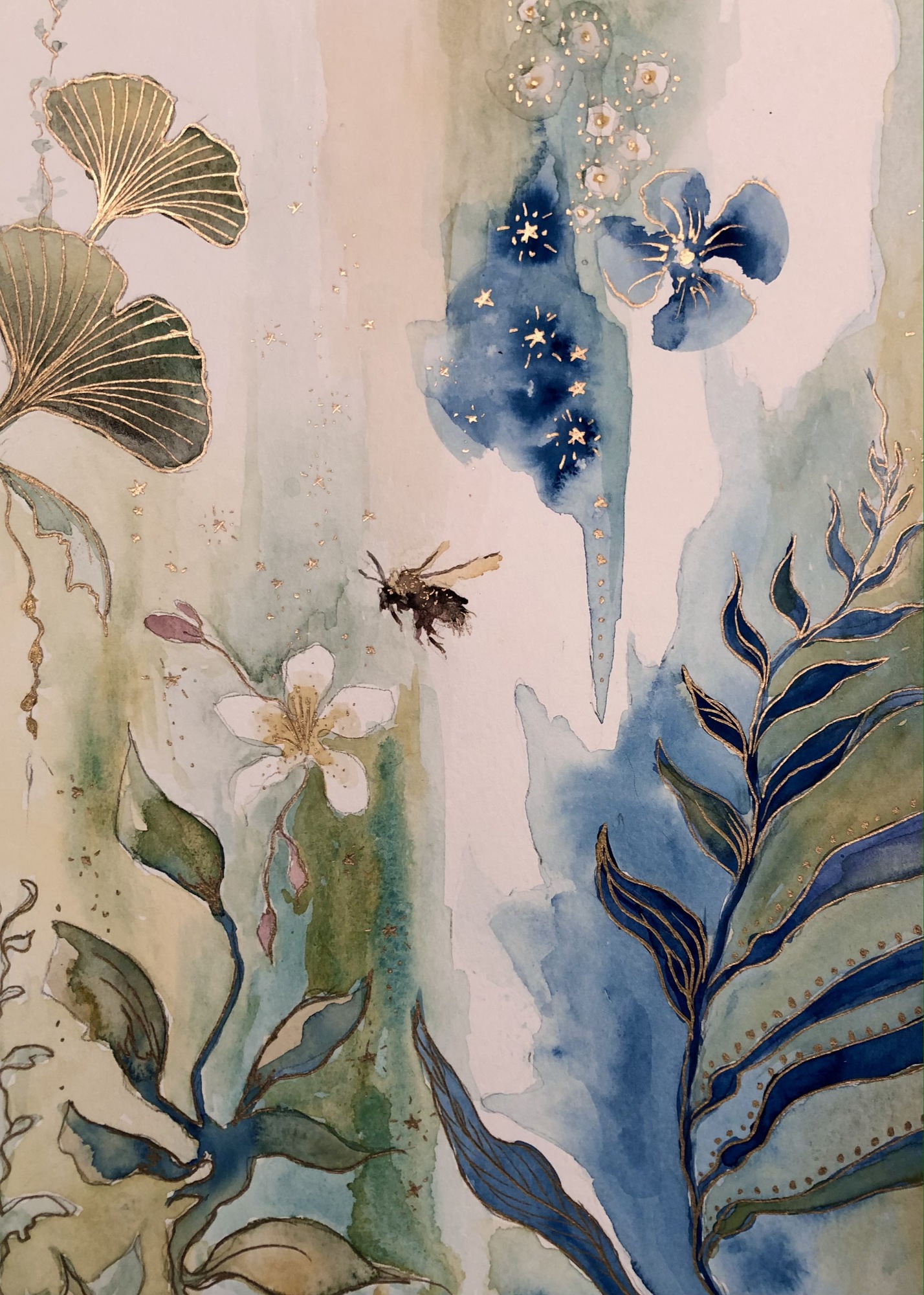 Garden of Delights, original 2021 landscape watercolor painting on paper by Laura L. Krusemark