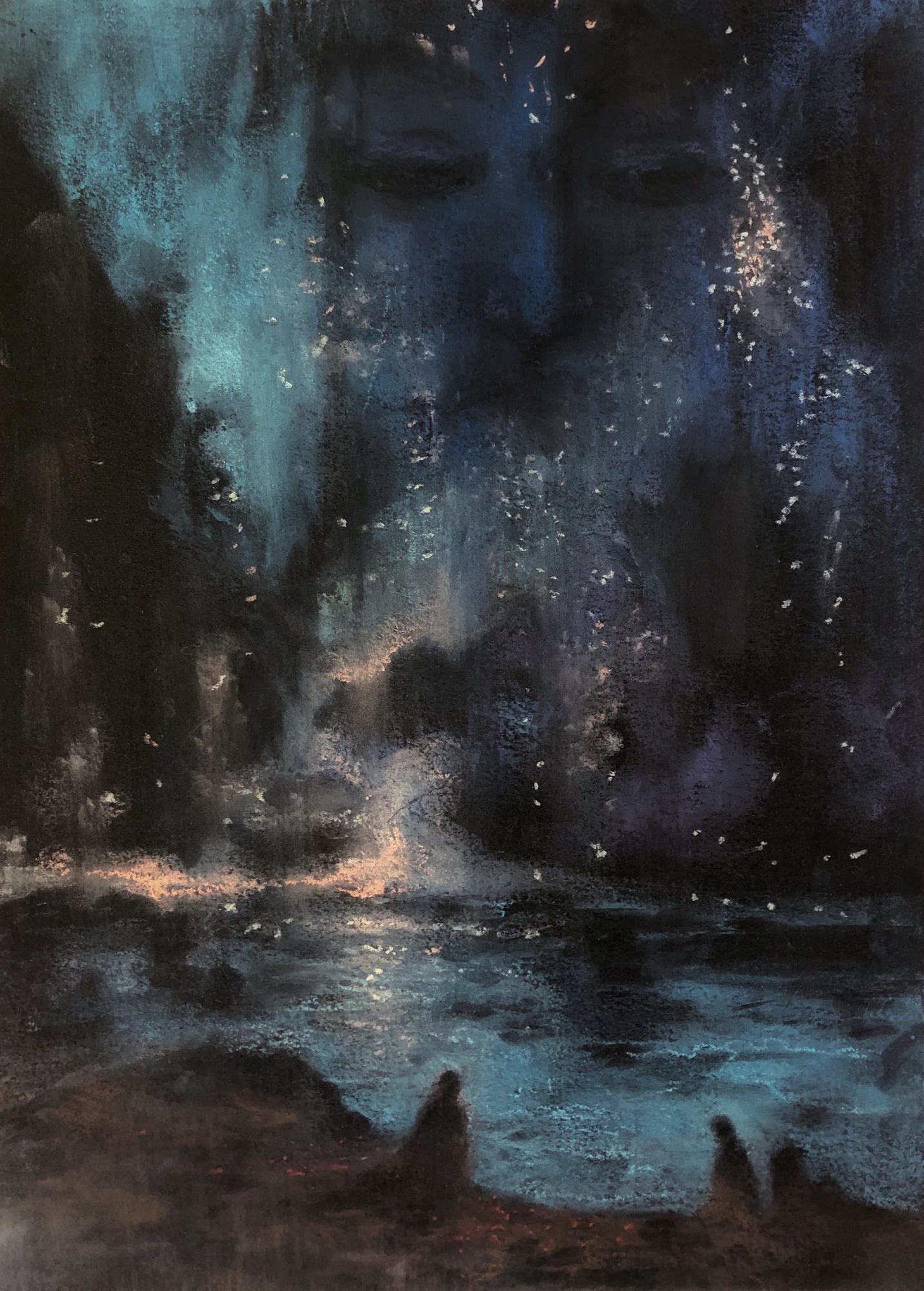 The Calm in the Chaos, original 2021 landscape pastel painting on paper by Laura L. Krusemark