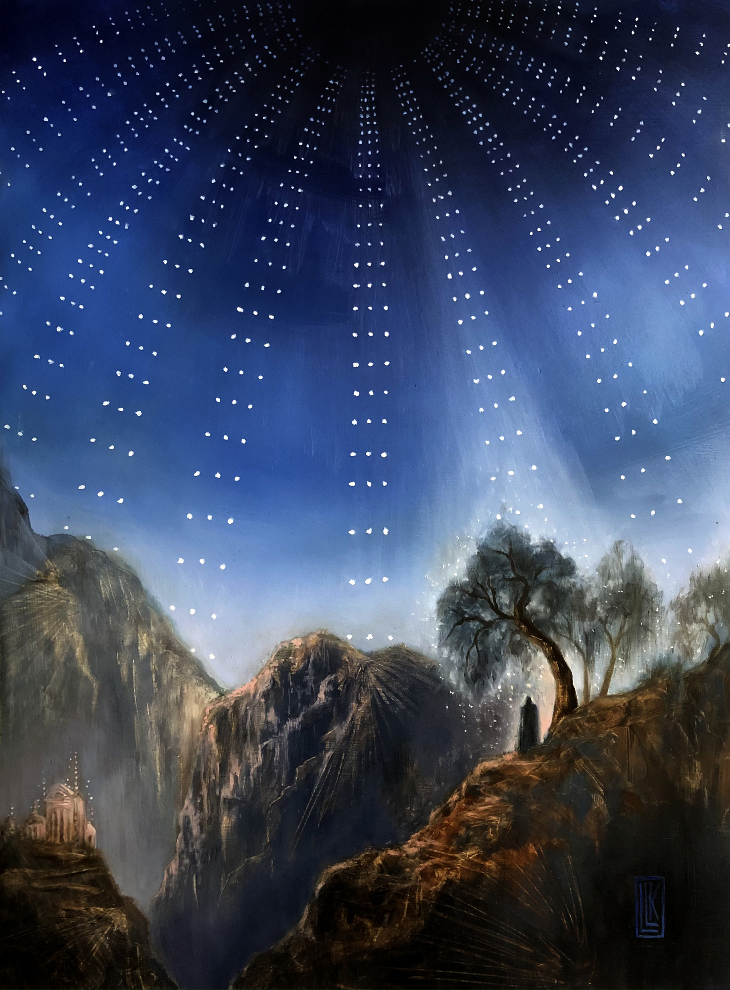 Vision Quest, original 2022 landscape oil painting on wood panel by Laura L. Krusemark