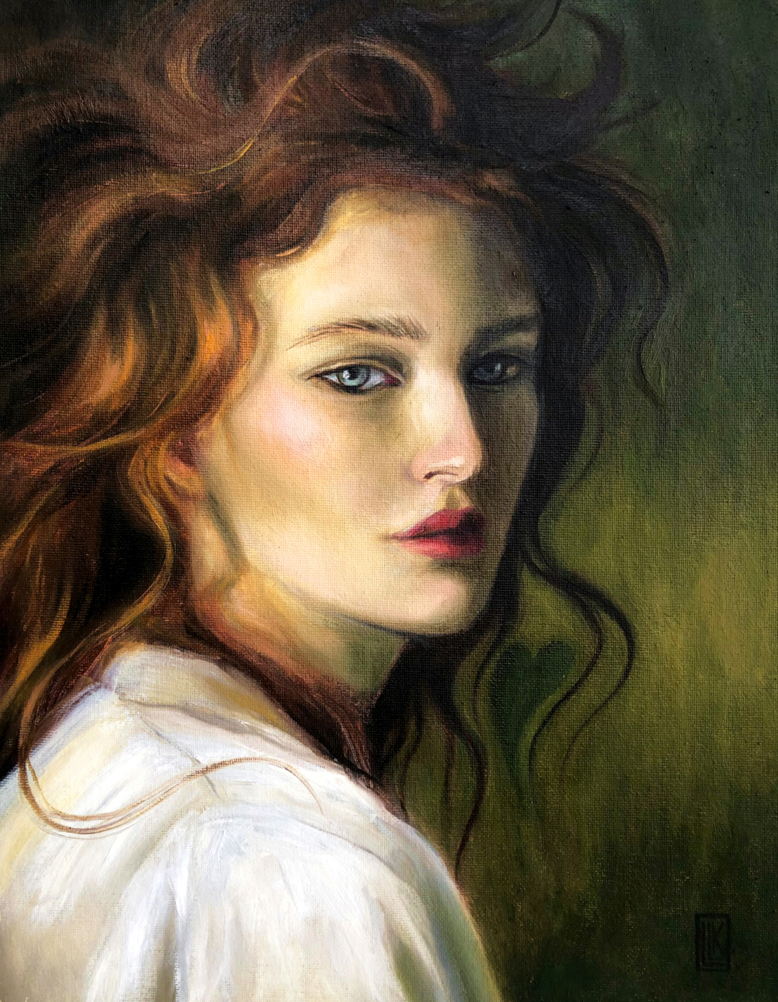 Green Heart, original 2022 landscape oil painting on linen by Laura L. Krusemark