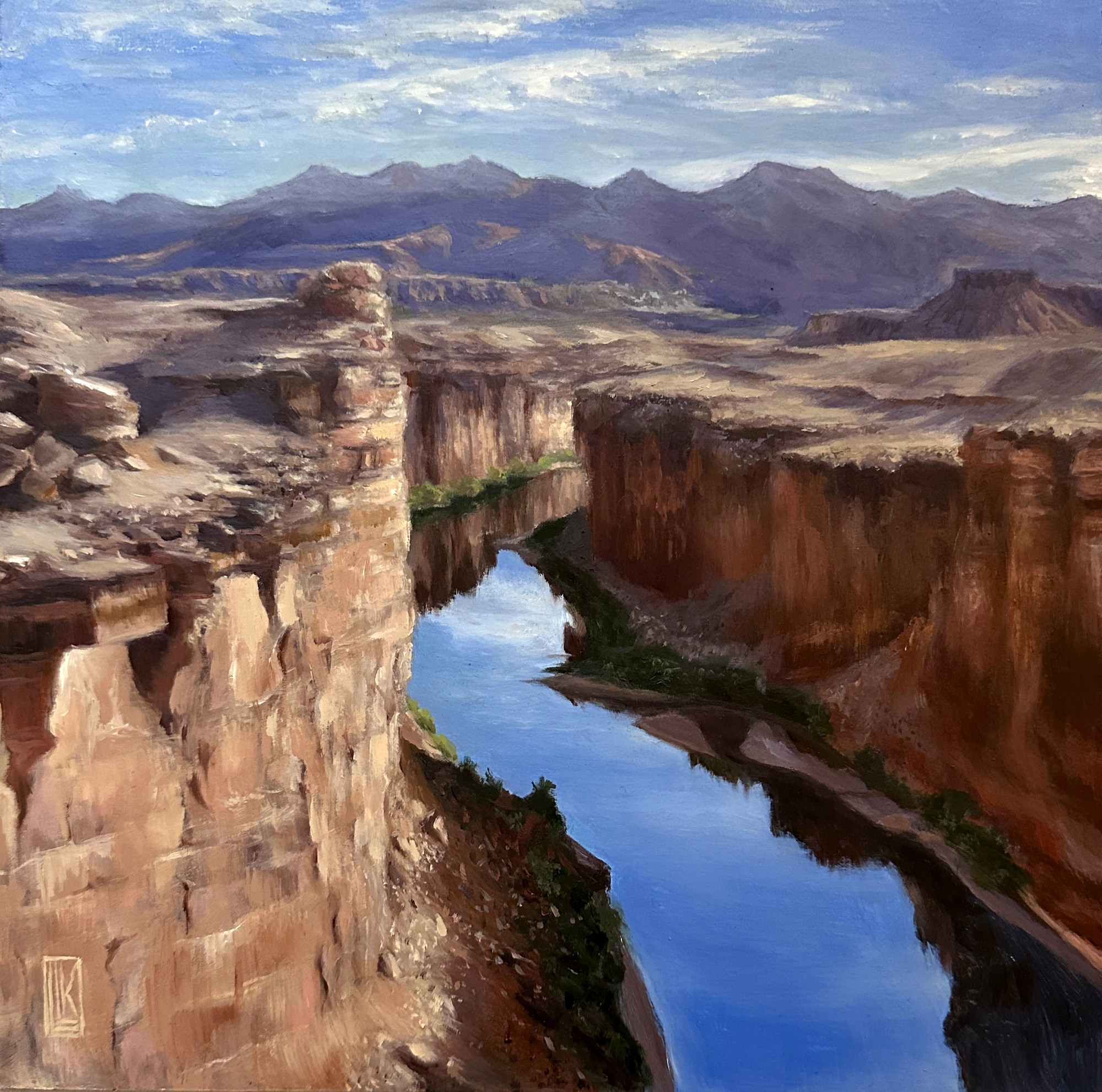 The Way of Water, original 2025 landscape oil painting on wood panel by Laura L. Krusemark